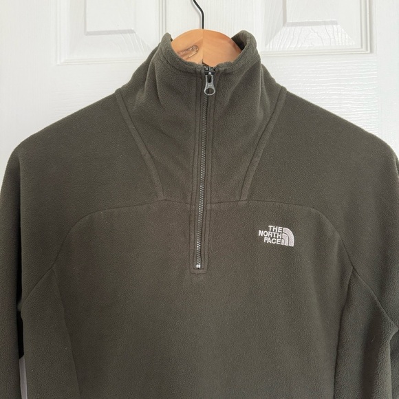 The North Face Womens Quarter Zip Pullover Fleece Jacket Green Medium - Picture 2 of 7